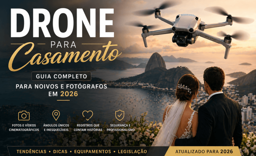 Drone para casamento: guia completo para noivos e fotógrafos em 2026