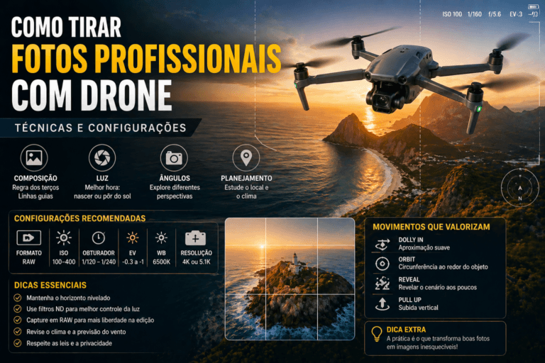 Como tirar fotos profissionais com drone: técnicas e configurações