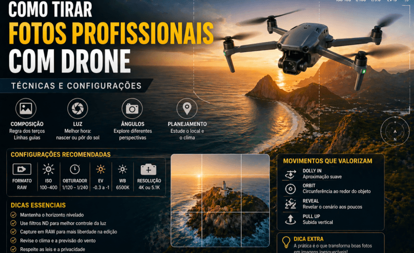 Como tirar fotos profissionais com drone: técnicas e configurações
