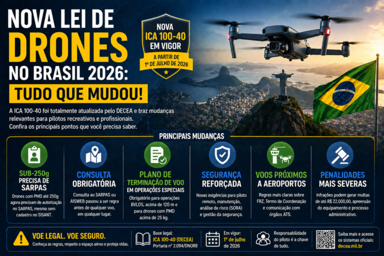 Nova lei de drones no Brasil 2026: tudo que mudou