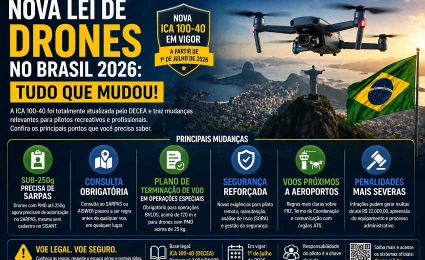 Nova lei de drones 2026: as 12 mudanças que valem desde 1º/julho