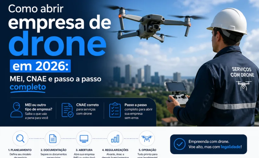 Como abrir empresa de drone em 2026: MEI, CNAE e passo a passo completo
