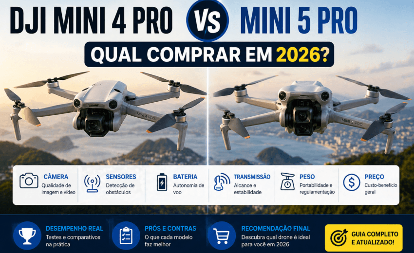 DJI Mini 4 Pro vs Mini 5 Pro: qual comprar em 2026?