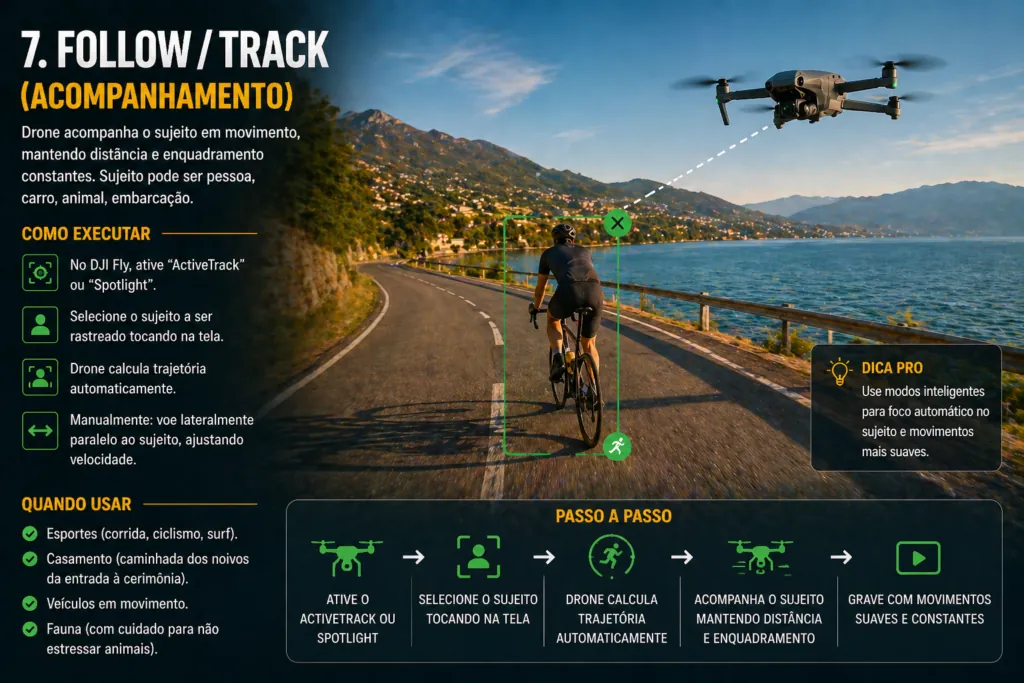 Movimento de Tracking lateral acompanhando sujeito em movimento
