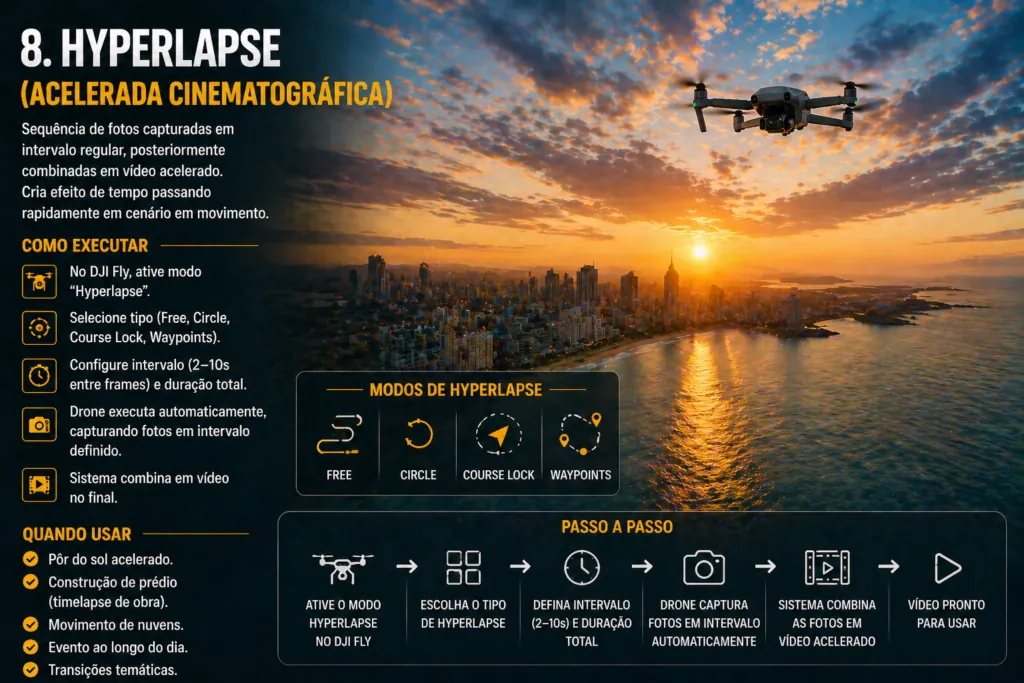 Hyperlapse cinematográfico capturado com drone