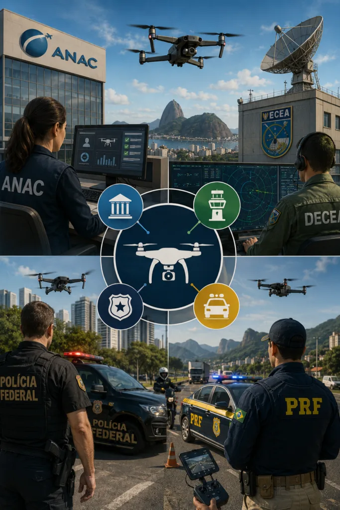 Órgãos que fiscalizam o uso de drones no Brasil: ANAC, DECEA e Polícia