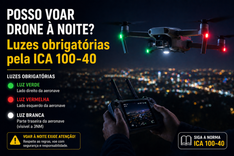 Drone Voo Noturno em 2026: Luzes Obrigatórias e ICA 100-40