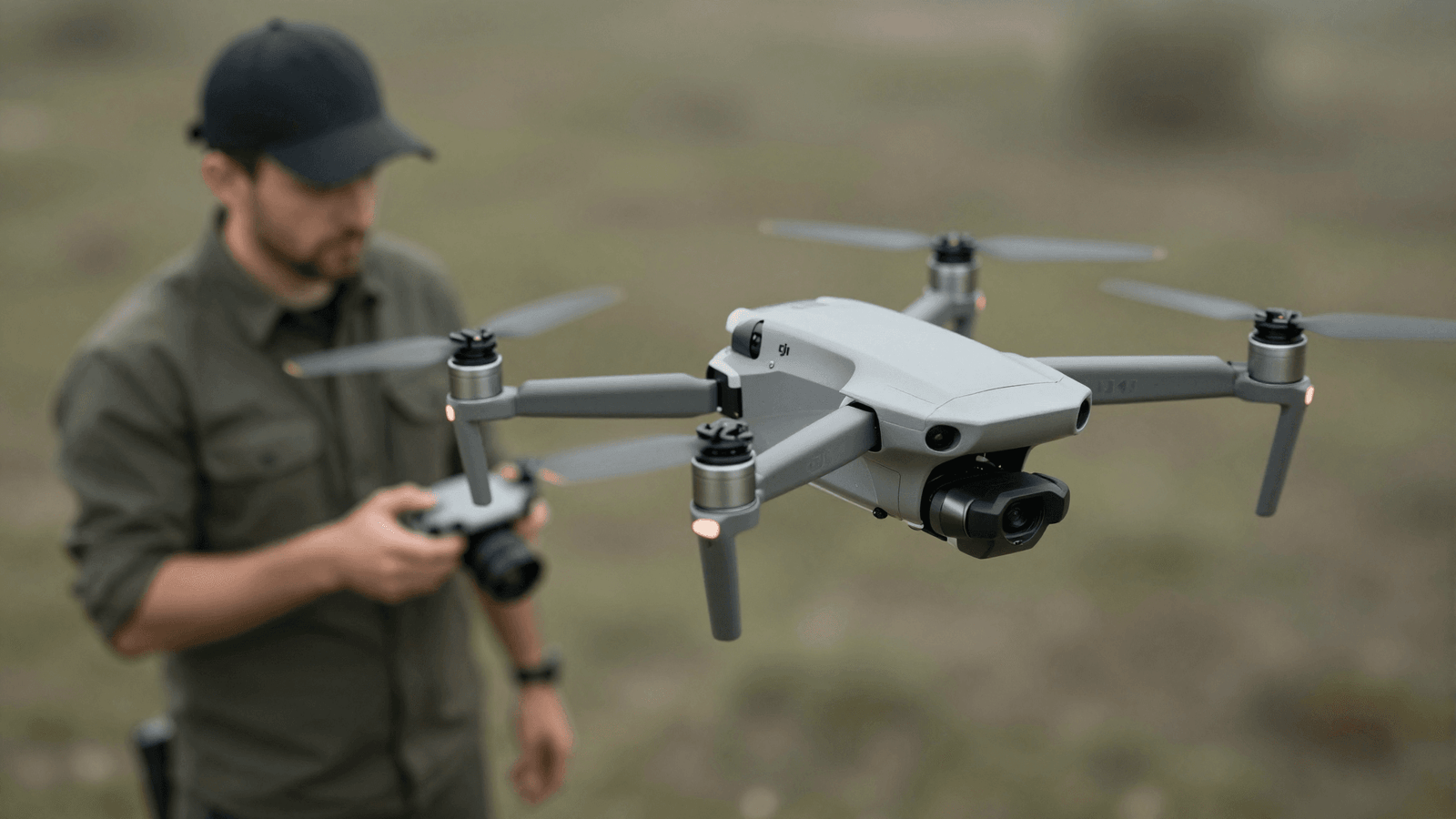 Piloto profissional com equipamento DJI atendendo um cliente
