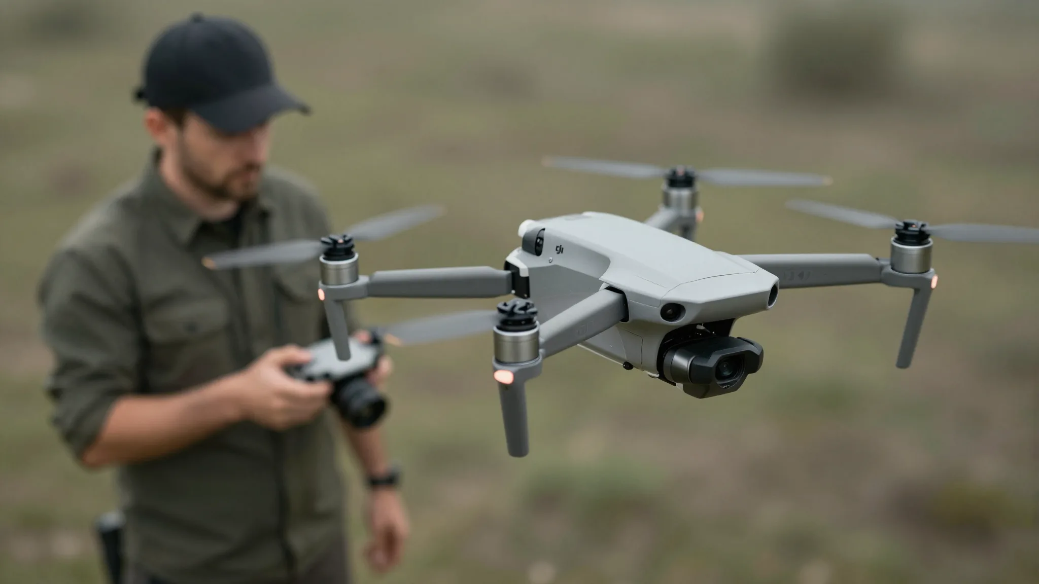 Piloto profissional com equipamento DJI atendendo um cliente