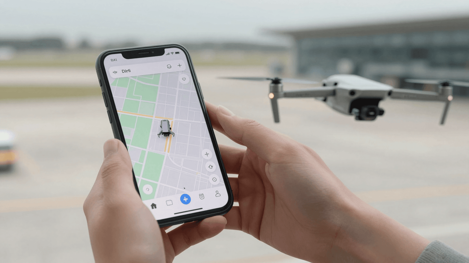 Consulta de zona de restrição em aplicativo de mapa perto de um aeroporto