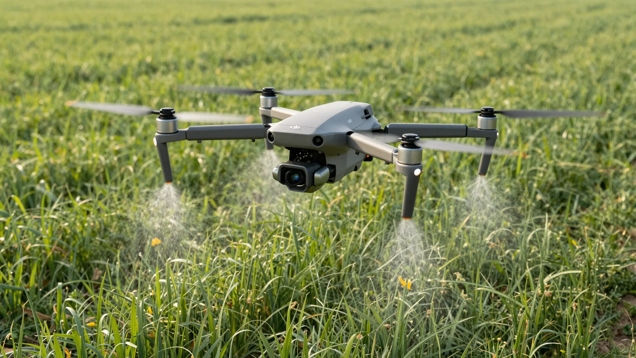 Drone agrícola DJI pulverizando uma plantação