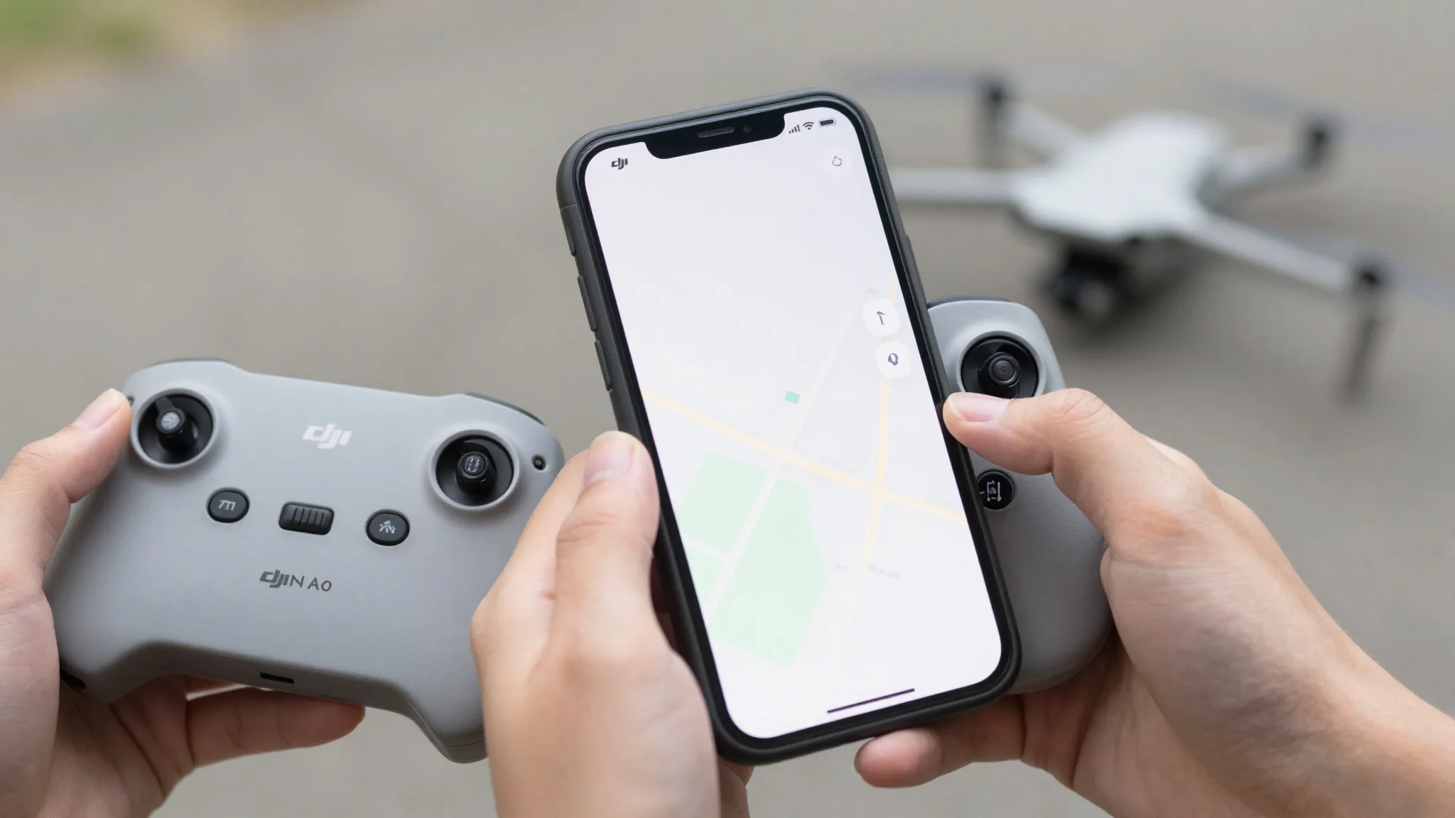 Piloto seguindo o fluxo de autorização com o controle DJI