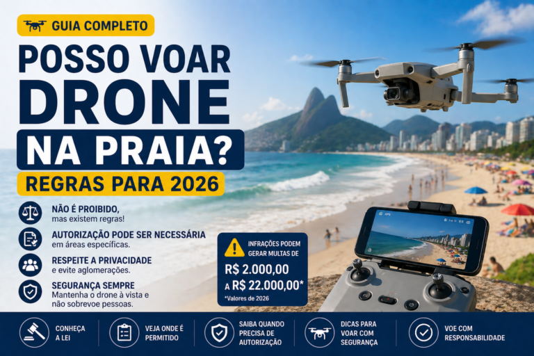 Voar Drone na Praia em 2026: Regras, FRZ e Áreas Proibidas