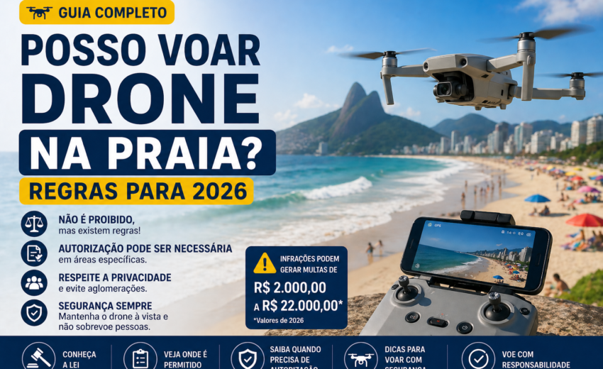 Posso voar drone na praia? Regras para 2026