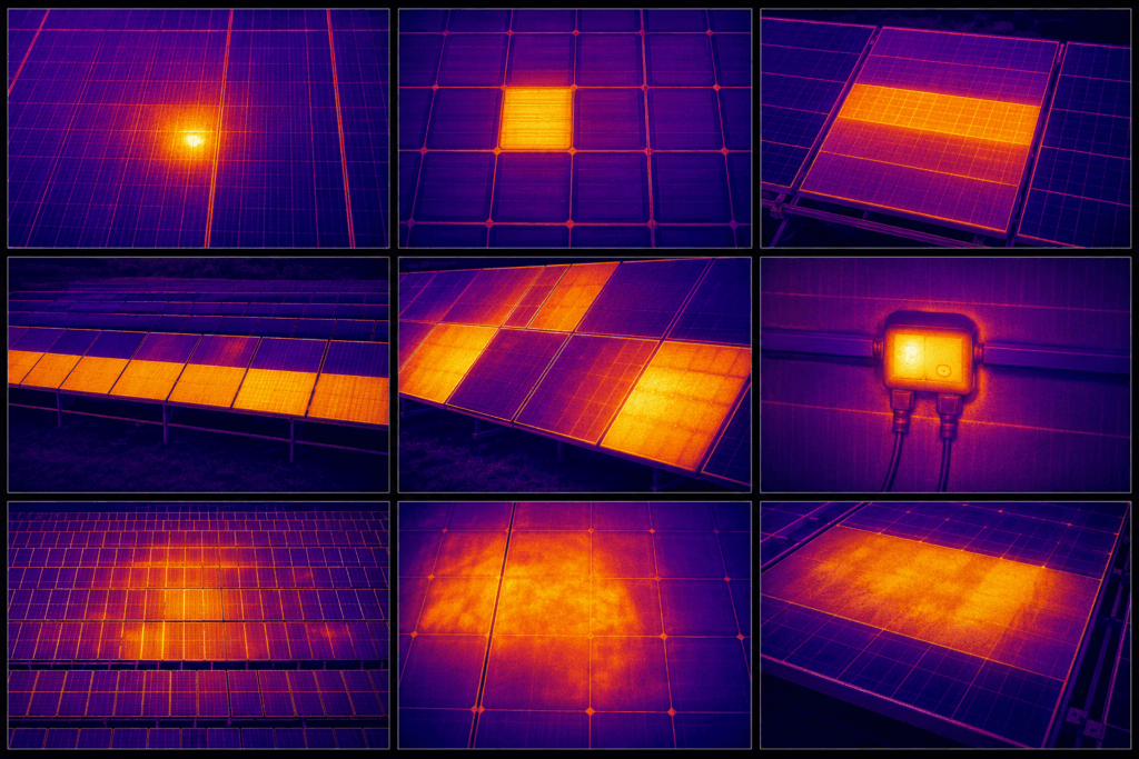 Defeitos em painéis solares fotovoltaicos detectáveis por inspeção termográfica com drone