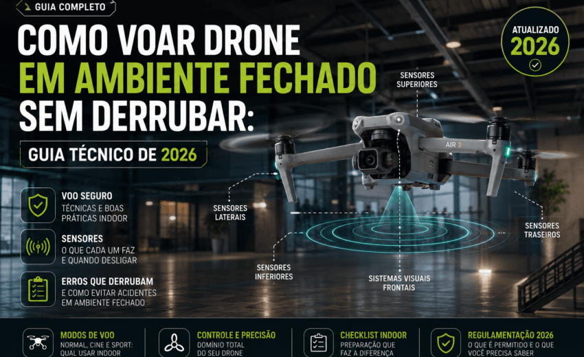 Como voar drone em ambiente fechado sem derrubar: guia técnico de 2026