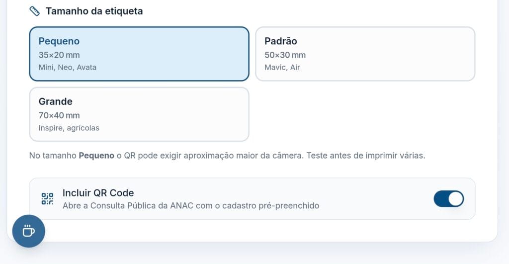 Preview ao vivo da etiqueta SISANT no Gerador antes de imprimir