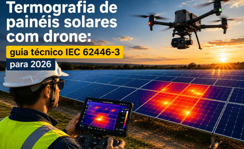 Termografia de painéis solares com drone: guia técnico IEC 62446-3 para 2026