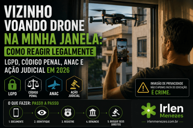 Vizinho voando drone na minha janela: como reagir legalmente (LGPD, Código Penal, ANAC e ação judicial em 2026)