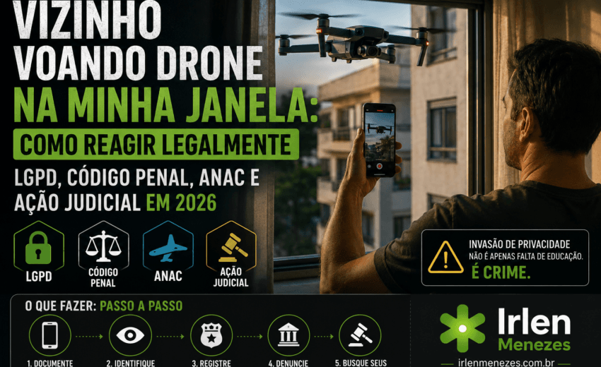 Vizinho voando drone na minha janela: como reagir legalmente (LGPD, Código Penal, ANAC e ação judicial em 2026)