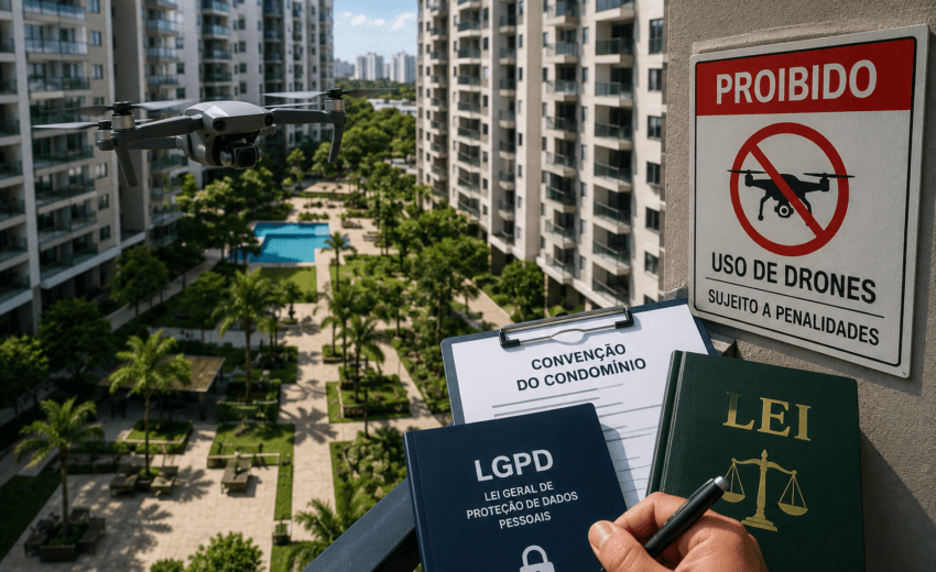 Síndico pode proibir drone no condomínio? O que diz a convenção, a lei e a LGPD em 2026