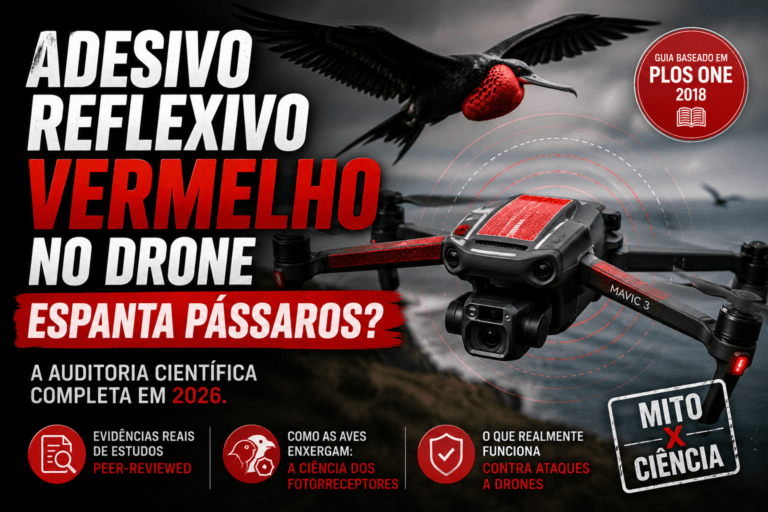 Adesivo reflexivo vermelho no drone espanta pássaros? A auditoria científica completa em 2026