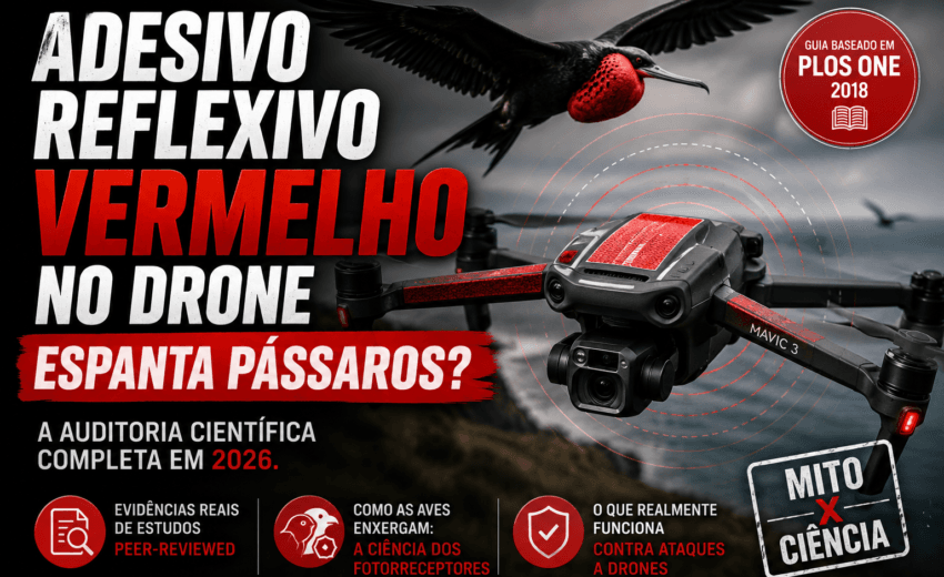 Adesivo reflexivo vermelho no drone espanta pássaros? A auditoria científica completa em 2026