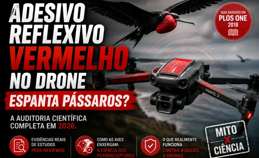 Adesivo reflexivo vermelho no drone espanta pássaros? A auditoria científica completa em 2026