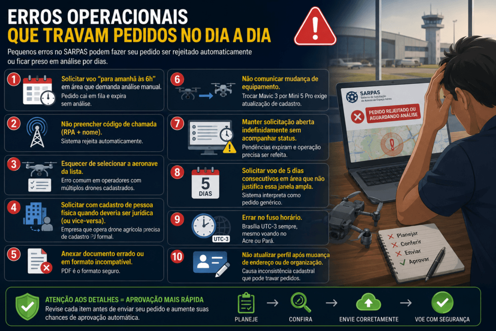 Erros operacionais que travam pedidos no SARPAS NG no dia a dia