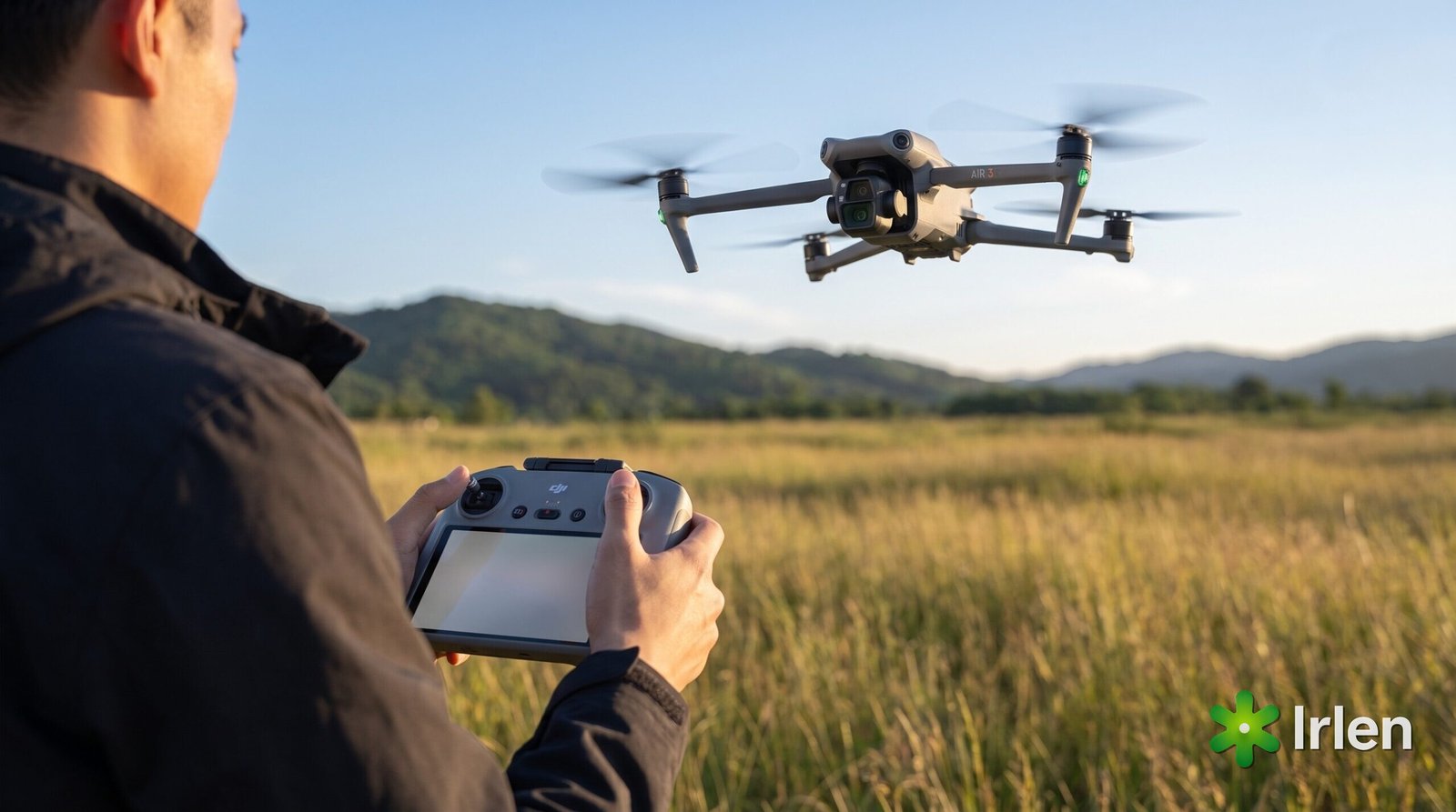 Operador profissional em campo com o DJI Air 3S