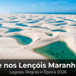 Drone nos Lençóis Maranhenses: lagoas, regras e época em 2026 — drone Lençóis Maranhenses