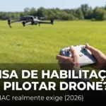 Iniciante segurando o controle de um drone aprendendo a pilotar - habilitacao para pilotar drone