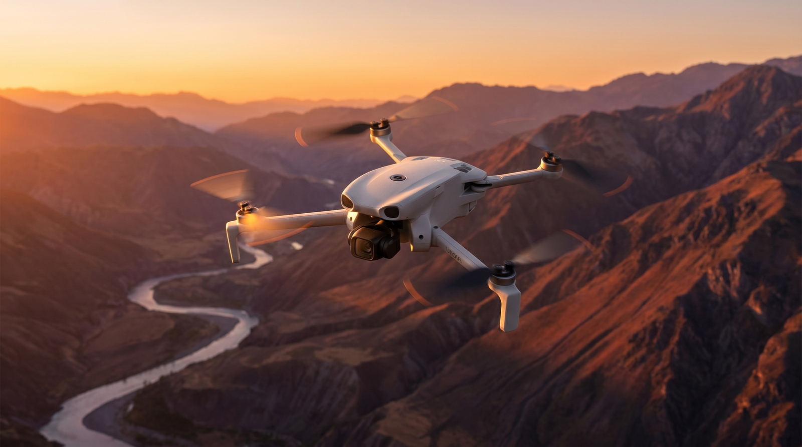 DJI Lito X1 em voo sobre uma paisagem ao entardecer