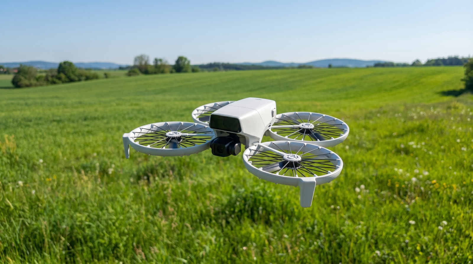 DJI Flip em voo, com gimbal de 3 eixos