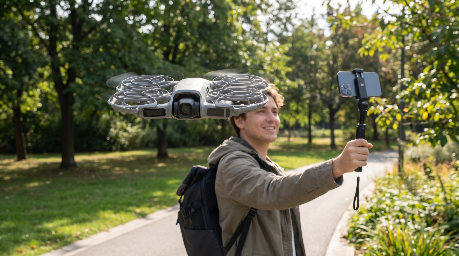 DJI Neo 2 ultraleve seguindo a pessoa em autocaptura
