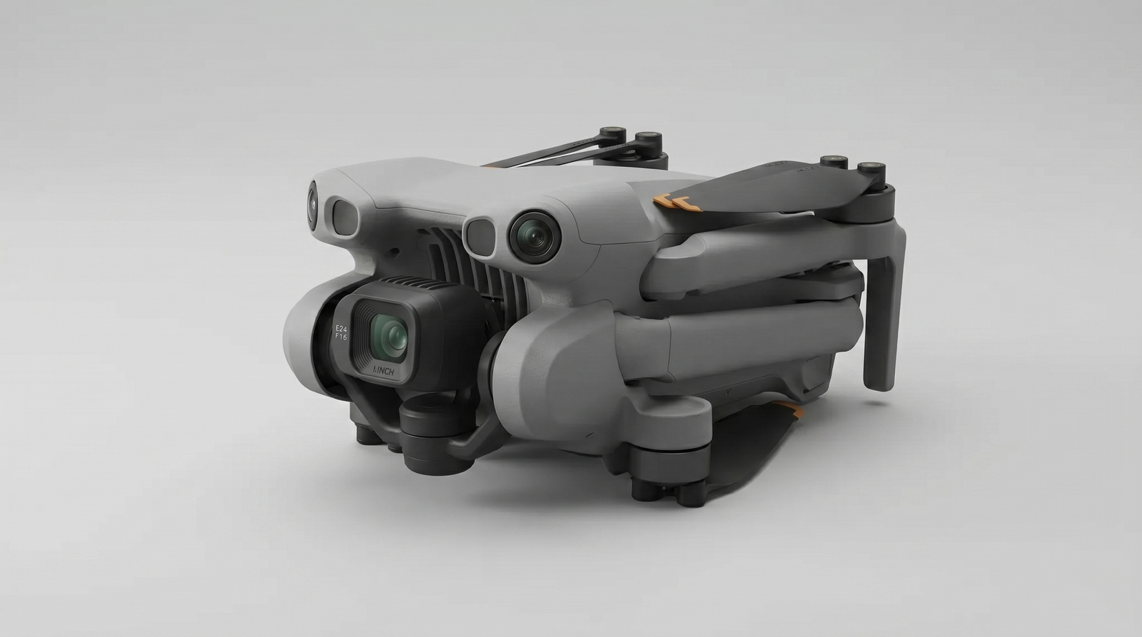 DJI Mini 5 Pro dobravel em destaque, mostrando o corpo compacto e a camera com gimbal