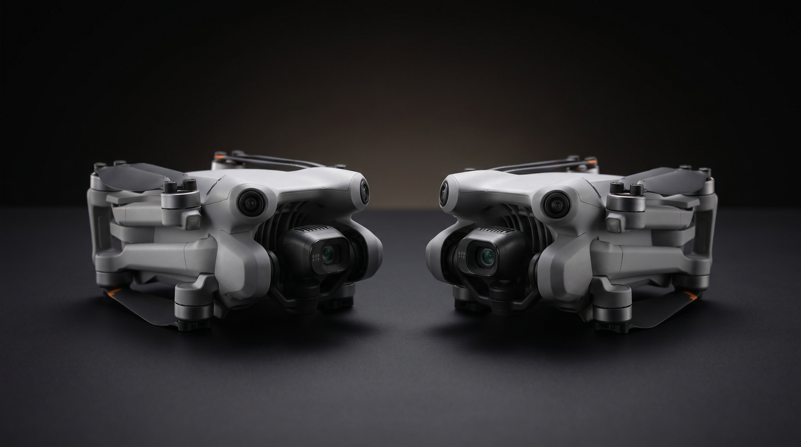 Dois drones DJI compactos premium lado a lado
