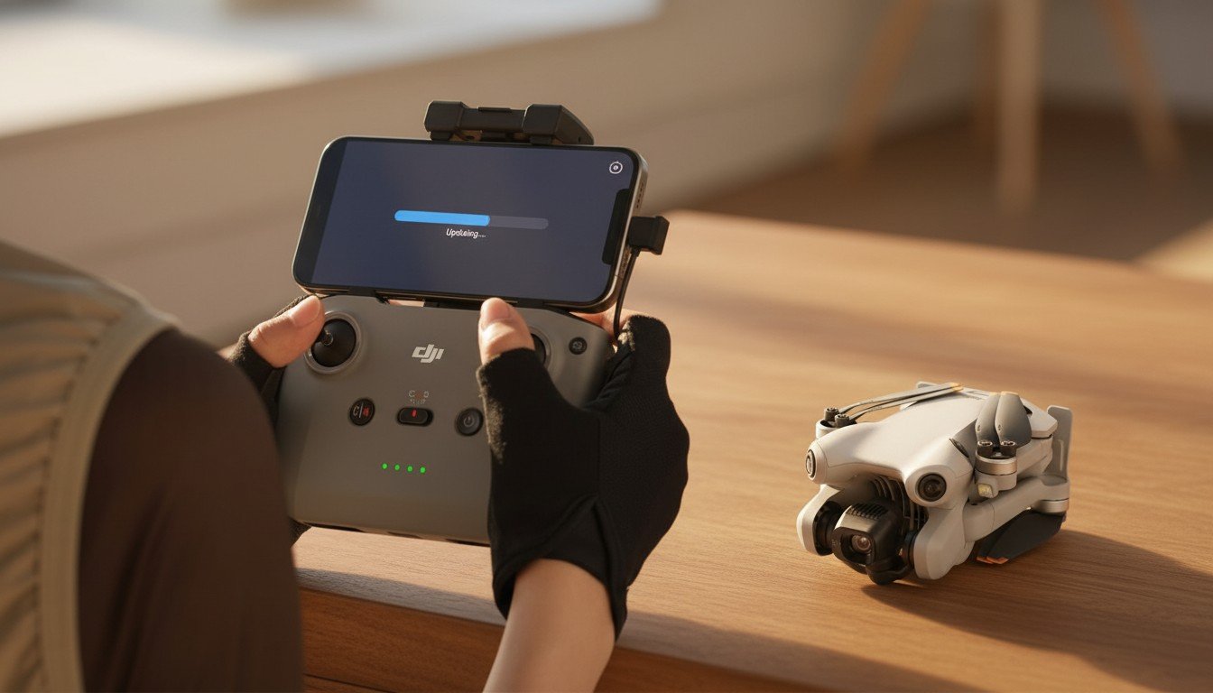 Atualização de firmware do drone DJI pelo celular no controle