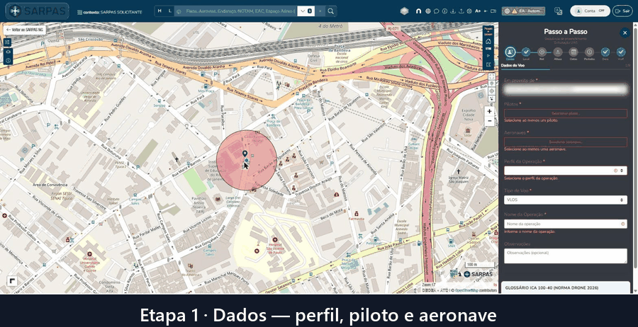 Animação com as 8 etapas do novo assistente Passo a Passo do SARPAS NG