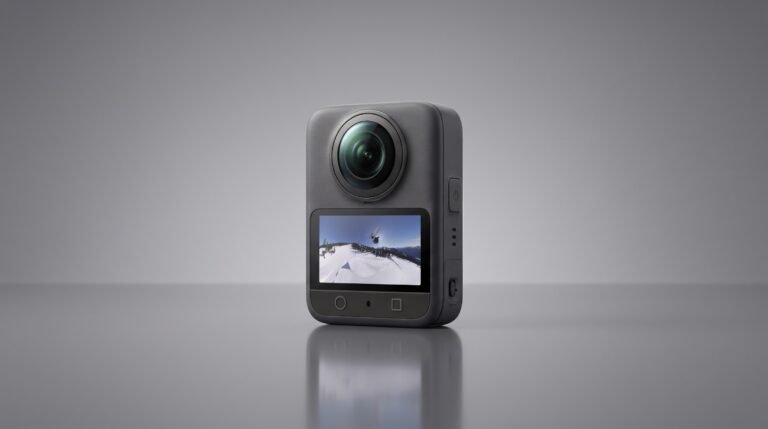 Câmera DJI Osmo 360 em fundo escuro à espera da segunda geração