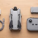 Estação de carregamento com drone, controle, bateria extra, fonte USB-C e cabo