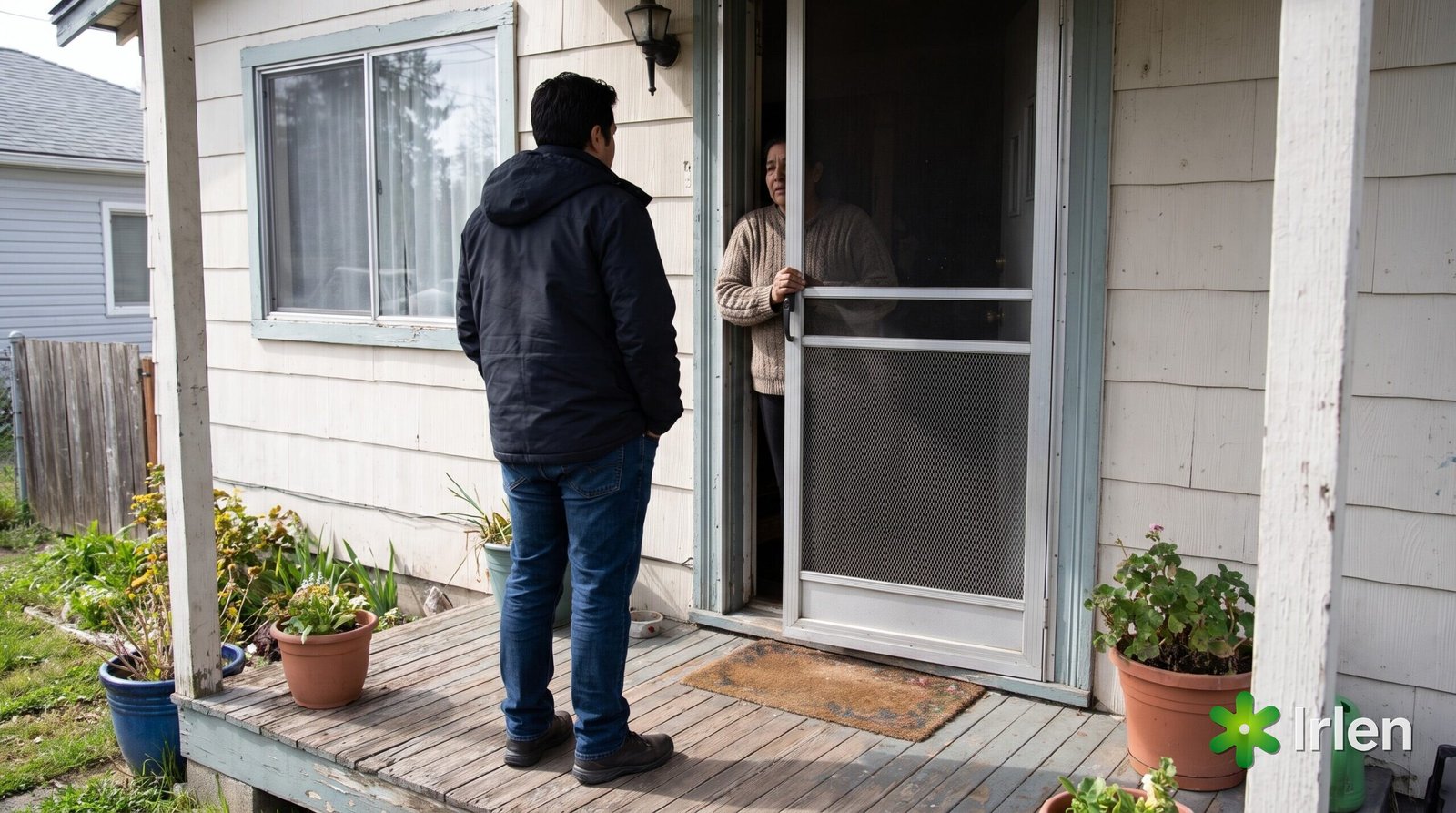 Conversa na porta de casa entre vizinhos