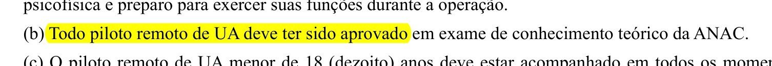 Trecho do RBAC 100 com o item 100.13 (b) destacado, que exige exame teórico do piloto