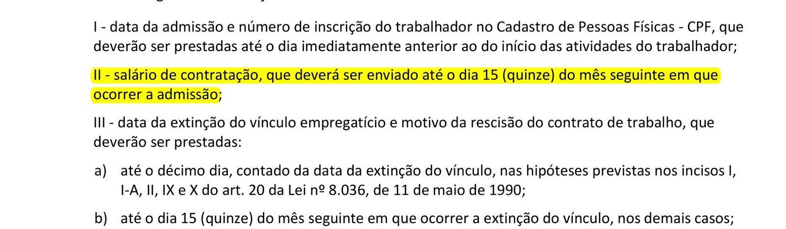 Trecho da Nota Técnica do Novo Caged com o salário de contratação entre as informações enviadas pelo eSocial