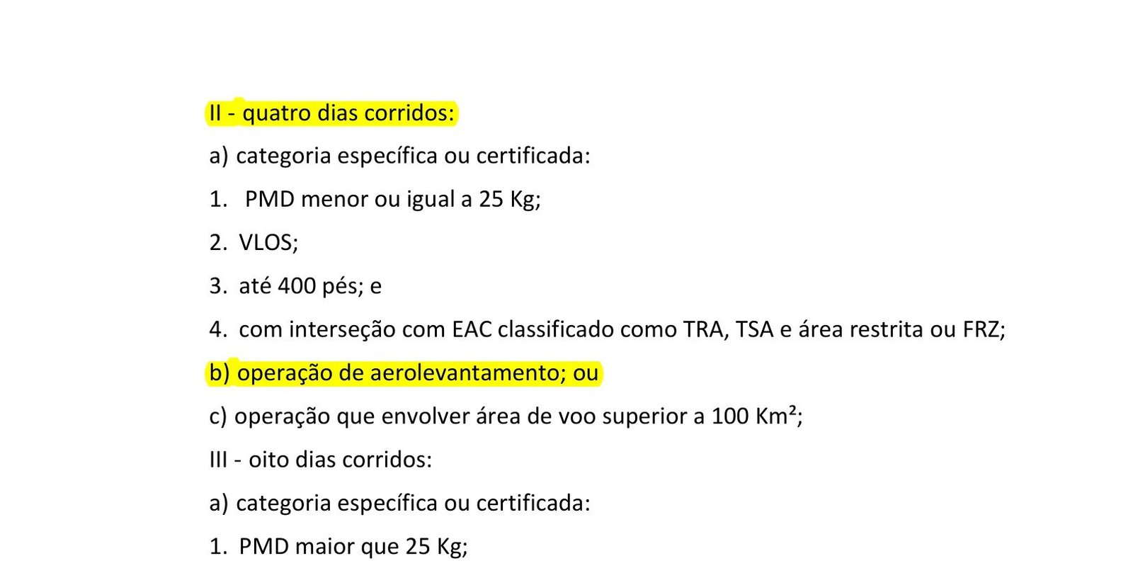 Artigo 57 da ICA 100-40 com o prazo de quatro dias corridos para operação de aerolevantamento