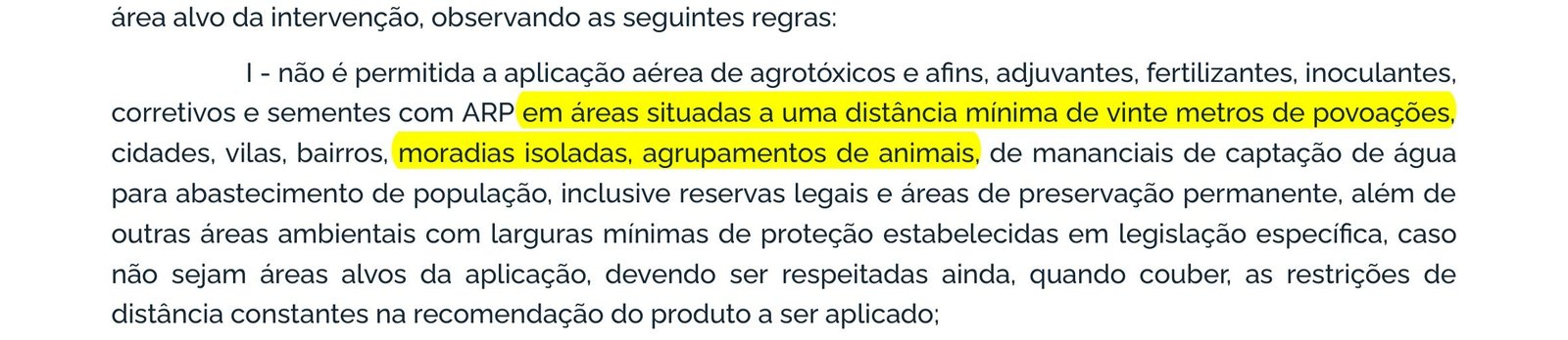Inciso I do artigo 9º da Portaria 298 com a distância mínima de 20 metros
