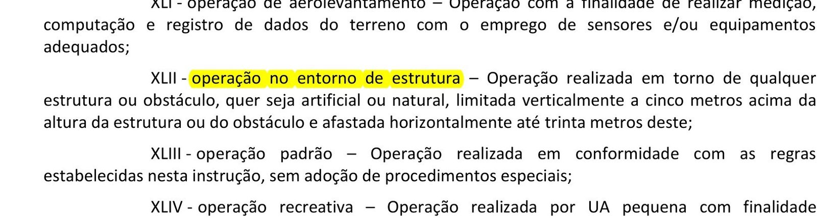 Definição de operação no entorno de estrutura na ICA 100-40