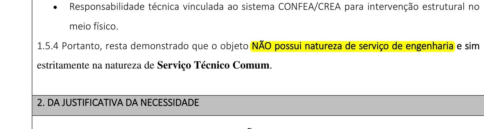 Trecho do termo de referência de Contagem dizendo que o serviço com drone não é de engenharia