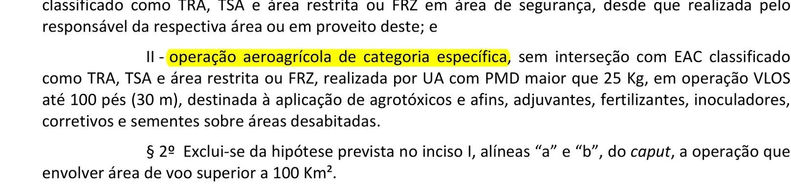 Artigo 57 da ICA 100-40 com a regra da operação aeroagrícola marcada