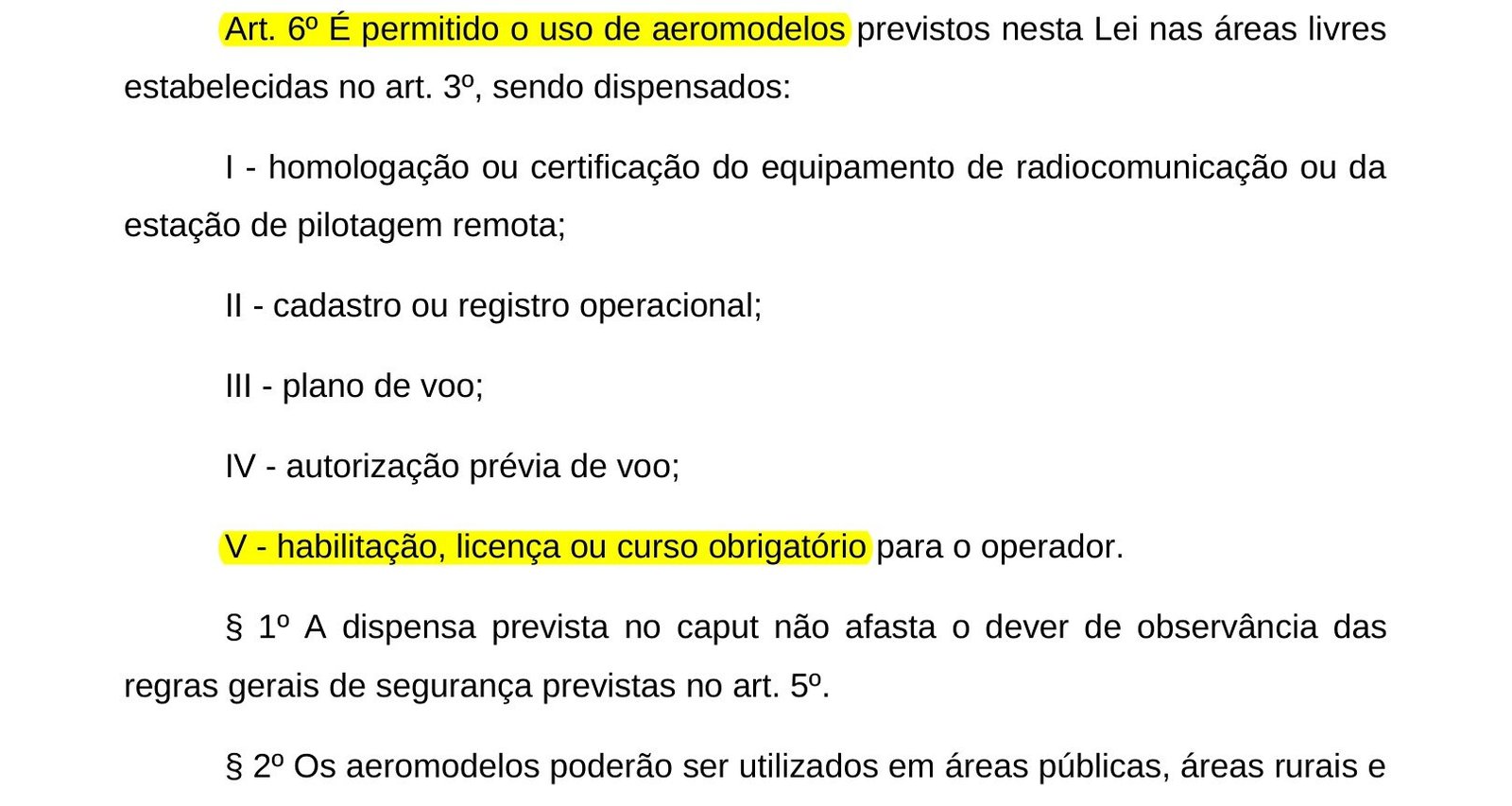 Artigo 6º do PL 3297 com a lista de dispensas marcada